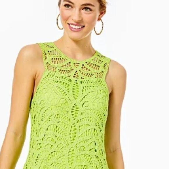 Lilly Pulitzer Siesta Shift Dress Sz 10 Matcha Green Knit Battenburg Lace NWT - Picture 5 of 16